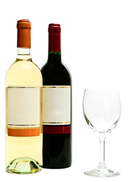 Vitt och rött vin med vinglas — Stockfoto