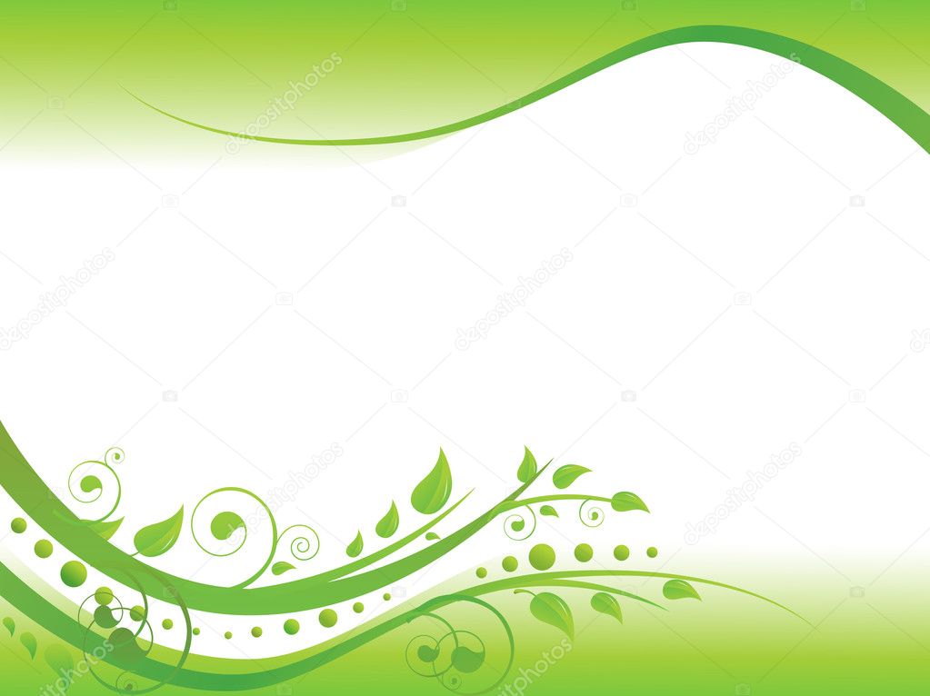 Floral border in green