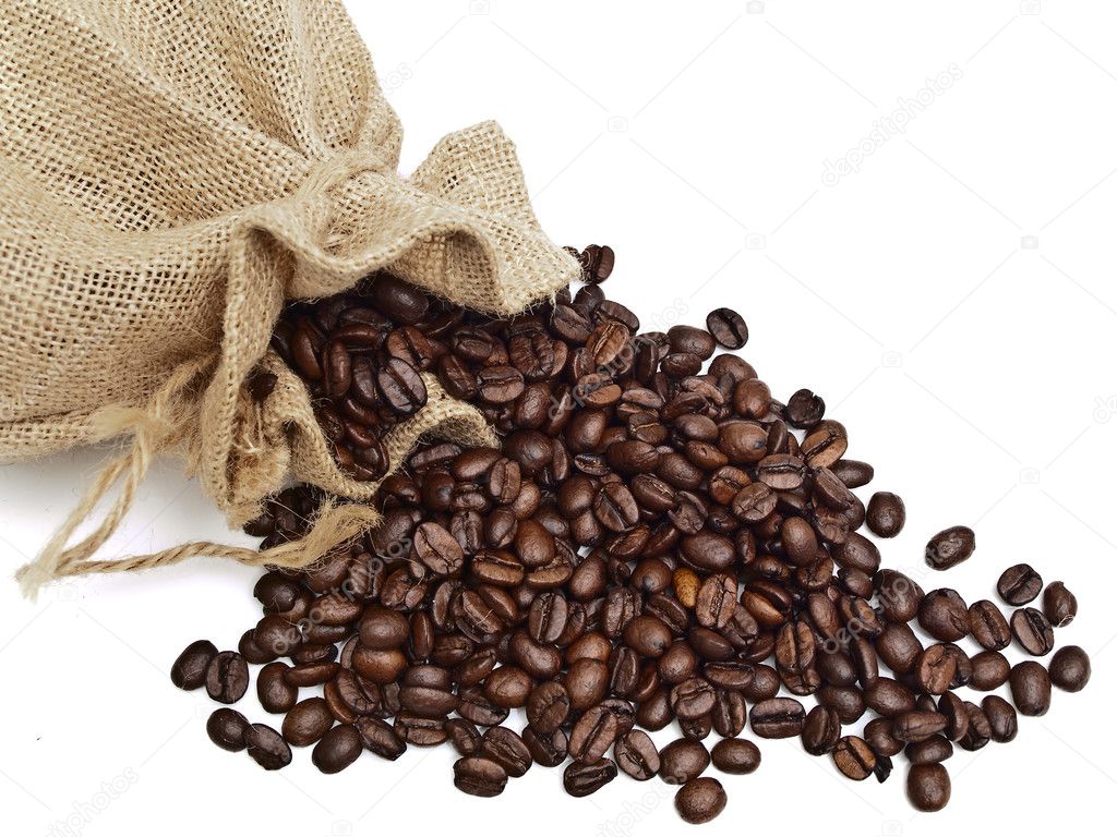 Sack with spilled coffe