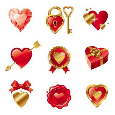 Vector set with Valentines symbols clipart