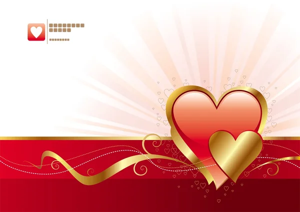 Valentinstag Design mit goldenen Herzen — Stockvektor