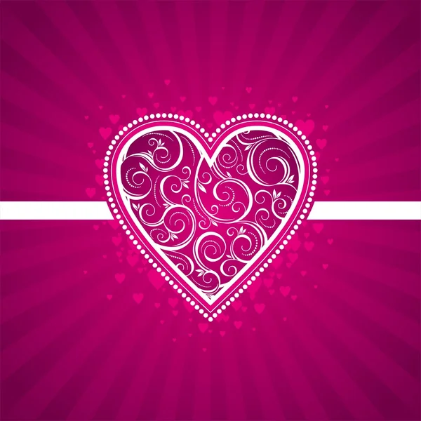 Tarjeta de San Valentín con corazón adornado — Vector de stock