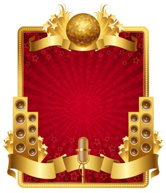 Frame with golden musical objects clipart