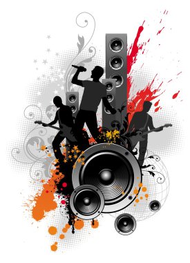 Illustration with rock band clipart