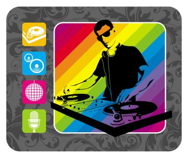 DJ and musical sign. clipart