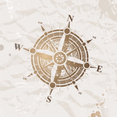 Vintage paper with compass rose clipart