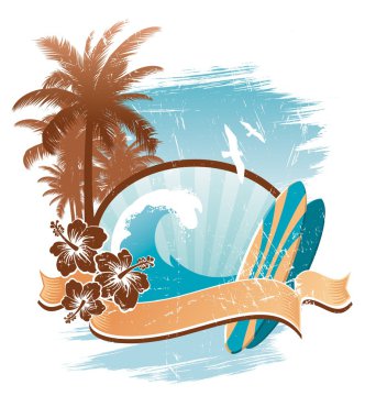 Vintage surfing emblem clipart