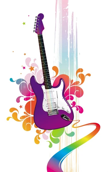 Guitare au design multicolore — Image vectorielle