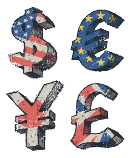 Signes de devises mondiales — Image vectorielle