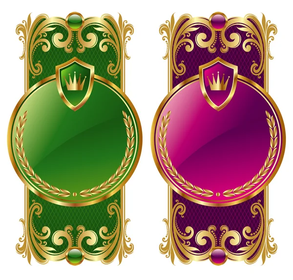 Два декоративных золотых каркаса — стоковый вектор