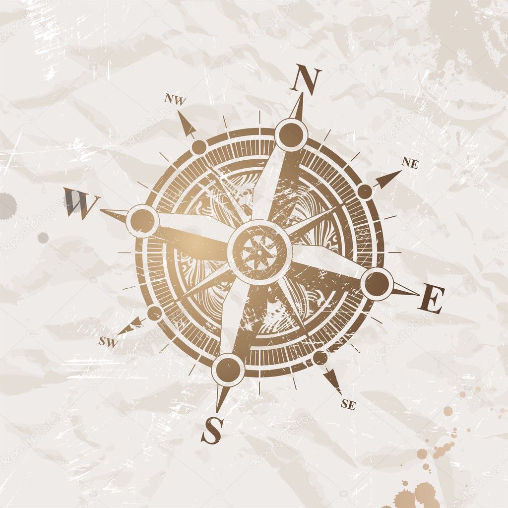Vintage paper with compass rose