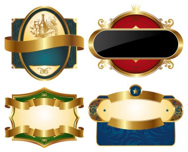 Collection of golden ornate labels clipart