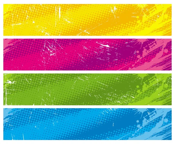 Vier Kleur halftoon banners — Stockvector