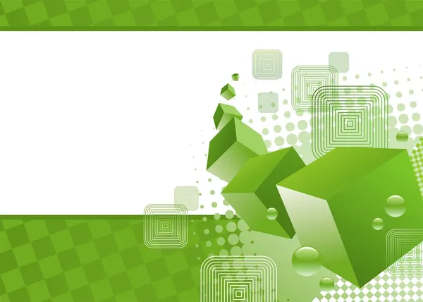 Grüner Hintergrund mit 3D-Würfeln — Stockvektor