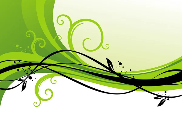 Grön design med vågor & lockar — Stock vektor