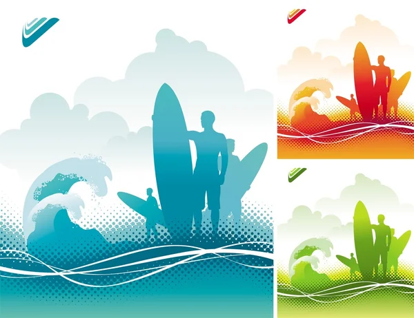 Surfers team — Stockvector