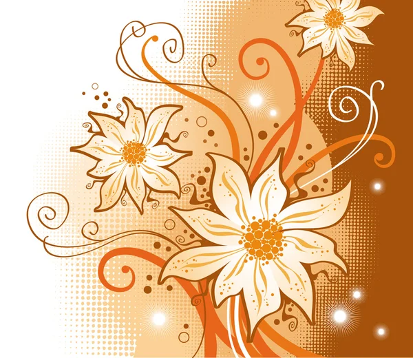 Vektor illustration med vita blommor — Stock vektor