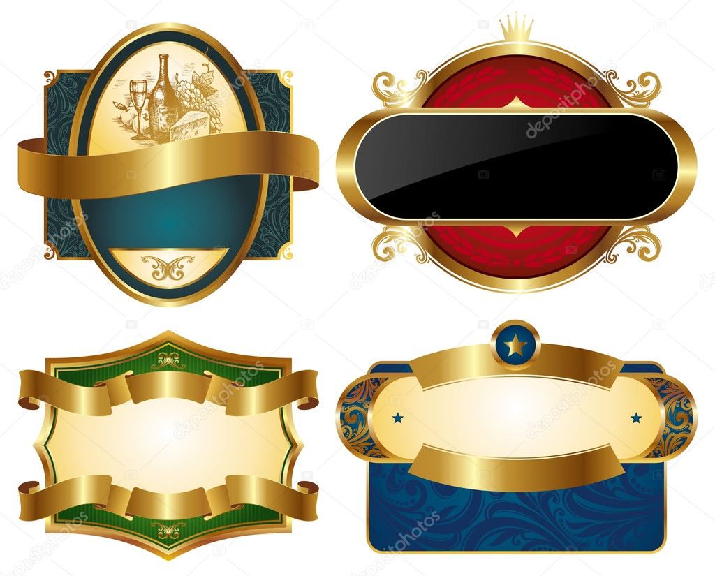 Collection of golden ornate labels
