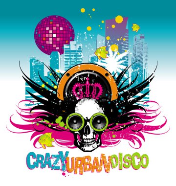 Crazy urban disco clipart