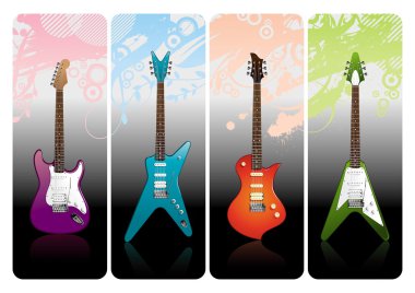 Four electro guitars clipart