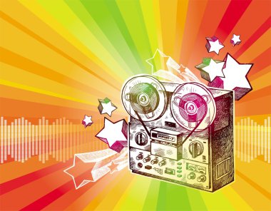 Reel recorder & retro stars clipart