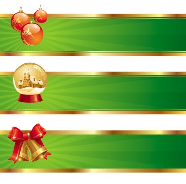 Three christmas banners clipart