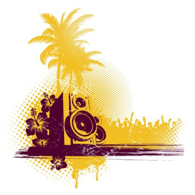 Tropical party & loudspeakers clipart