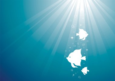 Underwater light & fishes clipart
