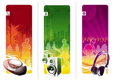 Three musical vector banners clipart