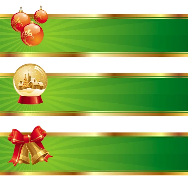3 つのクリスマスのバナー — ストックベクタ