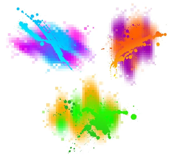 Trois éclaboussures colorées — Image vectorielle