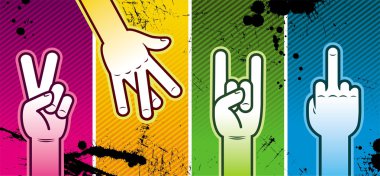 Four hand signs clipart