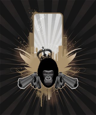 Frame with guns and gorilla head clipart