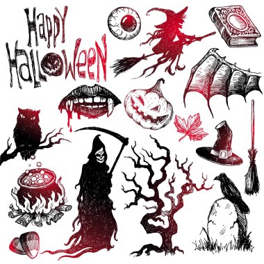 Halloween & horror hand drawn set clipart