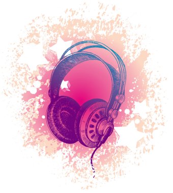 Hand drawn dj's headphones clipart