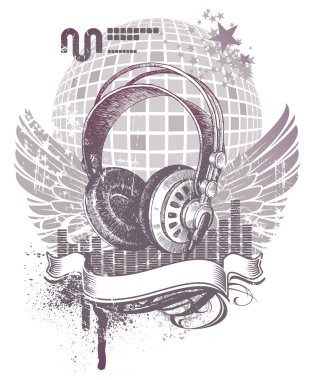 Heraldry with headphones clipart