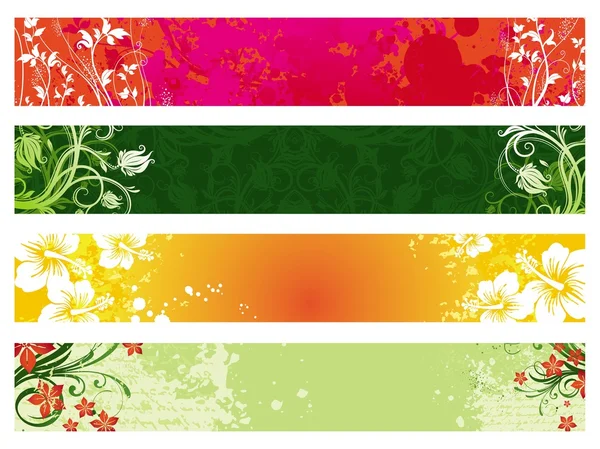 Collezione di banner floreali ornati — Vettoriale Stock
