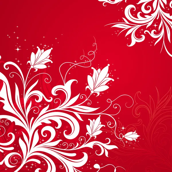 Blommig röd-vit bakgrund — Stock vektor