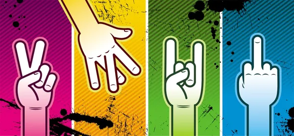 Four hand signs — Stock Vector
