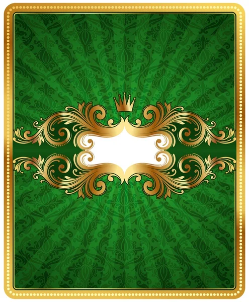 Зеленый фон с золотой рамкой — стоковый вектор
