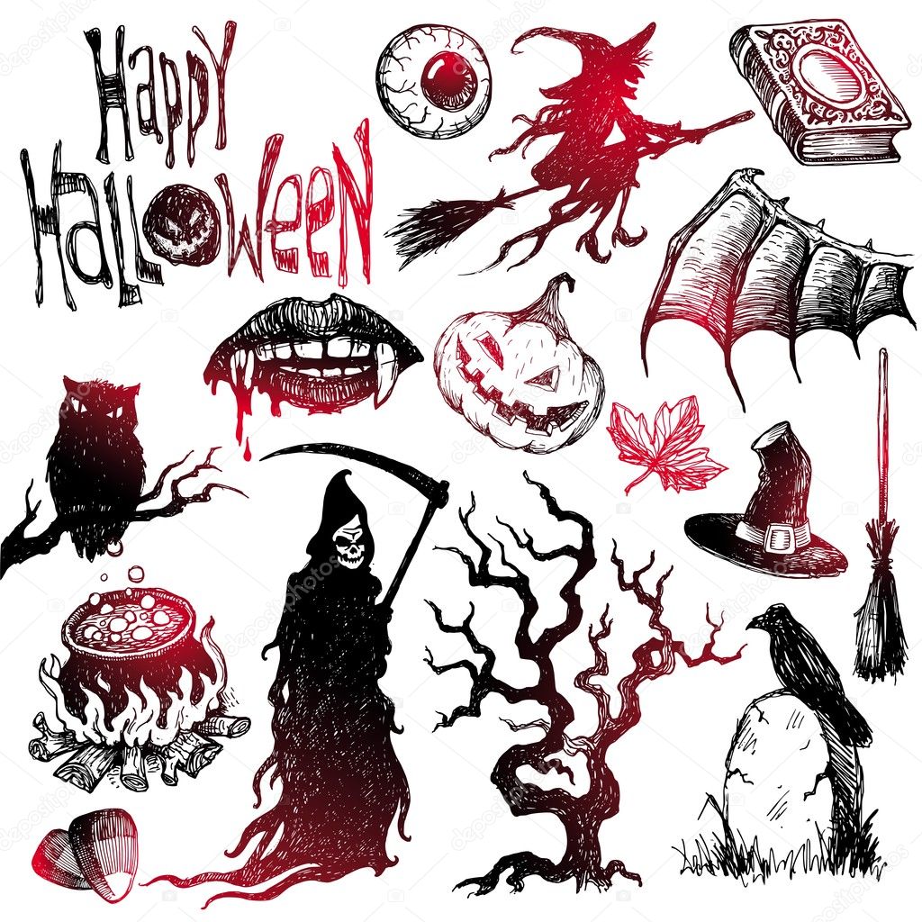 Halloween & horror hand drawn set