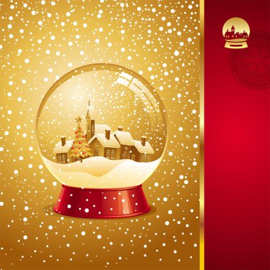 Christmas greeting card with snow globe clipart