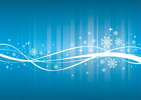 雪の結晶と青い冬の背景 — ストックベクタ