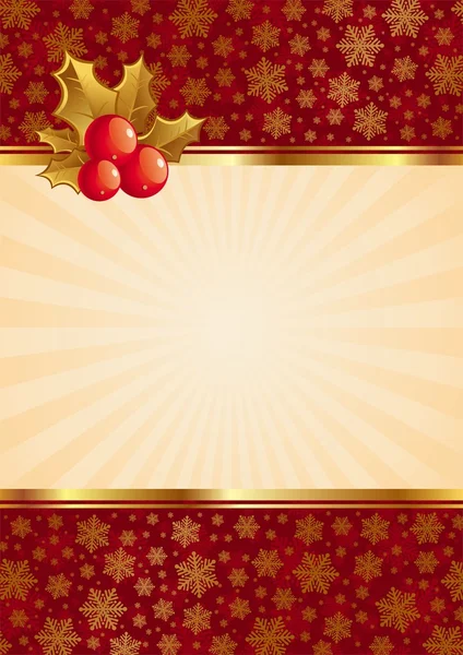 Рождественский фон с ягодами падуба — стоковый вектор