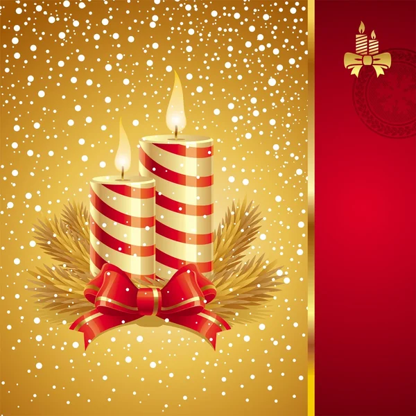 Χριστούγεννα ευχετήρια κάρτα με διακοπές κεριά — Διανυσματικό Αρχείο