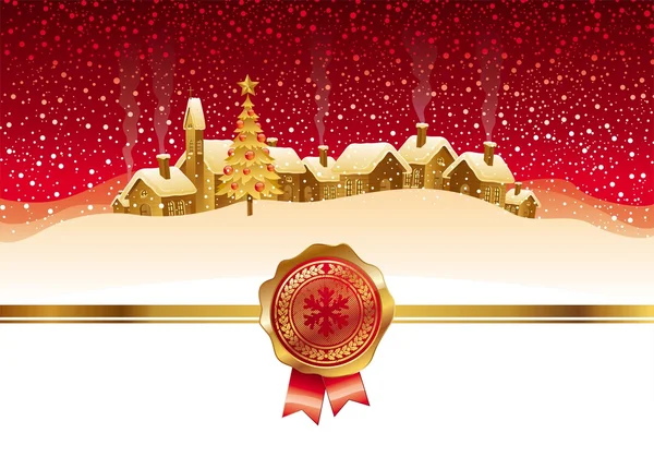 Cartão de Natal com inverno — Vetor de Stock