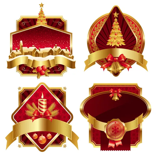 Рождественские украшенные рамки — стоковый вектор