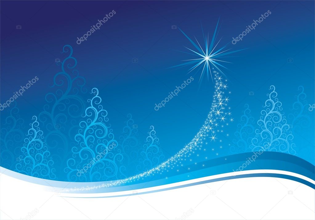 Blue christmas background, vector illustration