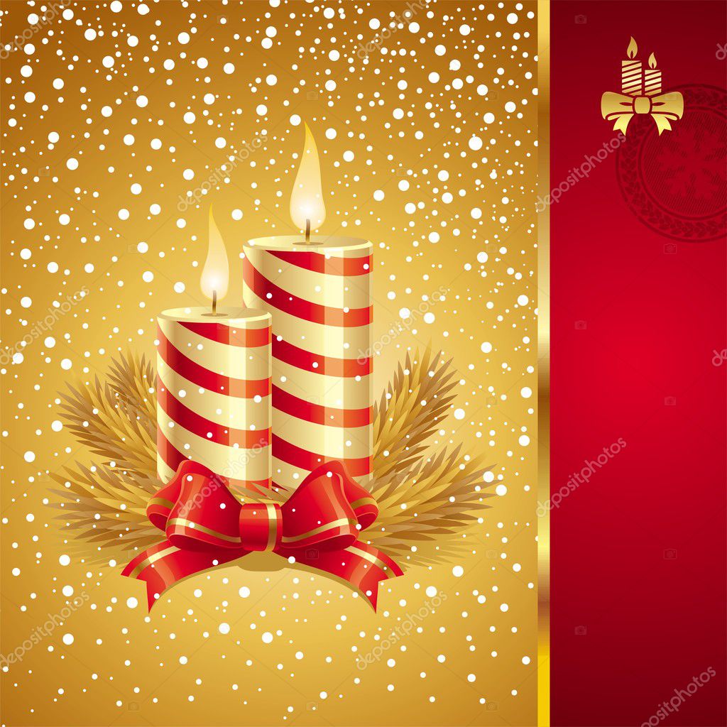 Christmas greeting card with holidays candles Stock Vector Image by ©S ...