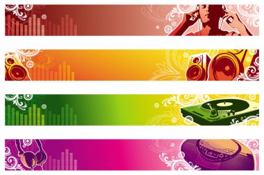 Music web banners clipart